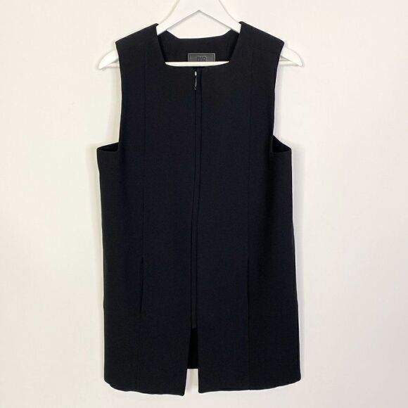 RAD by Rad Hourani Black Ponte Knit Zip Up Vest - Picture 1 of 5
